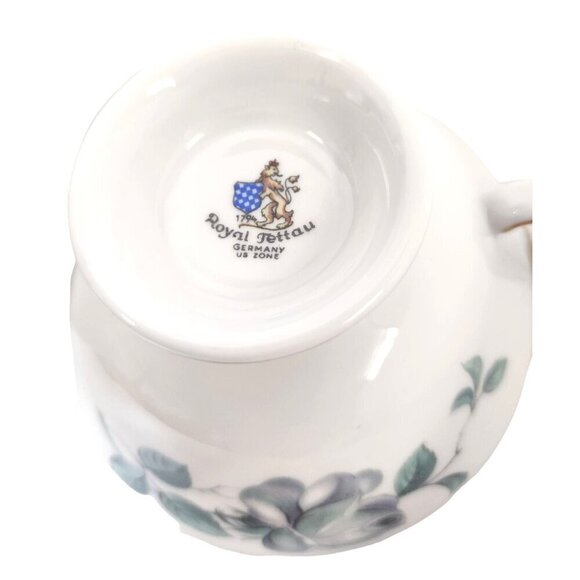 Set of 4 Royal Tettau Germany US Zone Teacups Floral Design Fine Porcelain Vinta - Picture 6 of 11